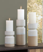 A2Z Furniture - Ashley Furniture - Hurston Candle Holder - Candle Holder Set (3/CN) / Ivory/Brown - A2000583